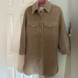 NWT plush long shirt jacket beautiful soft inside and fluffy sherpa outside